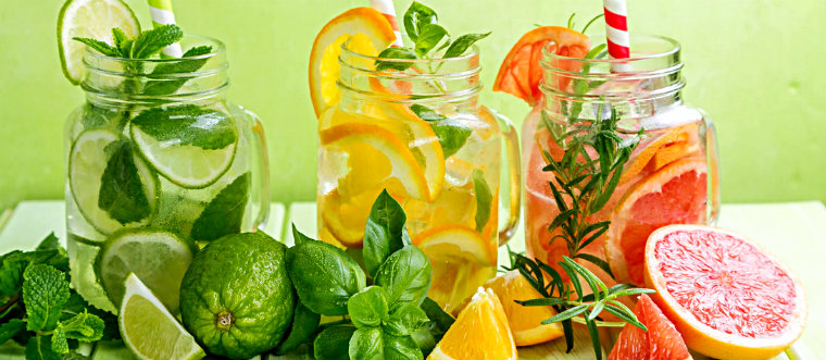 Вода с лимоном апельсином грейпфрутом базиликом